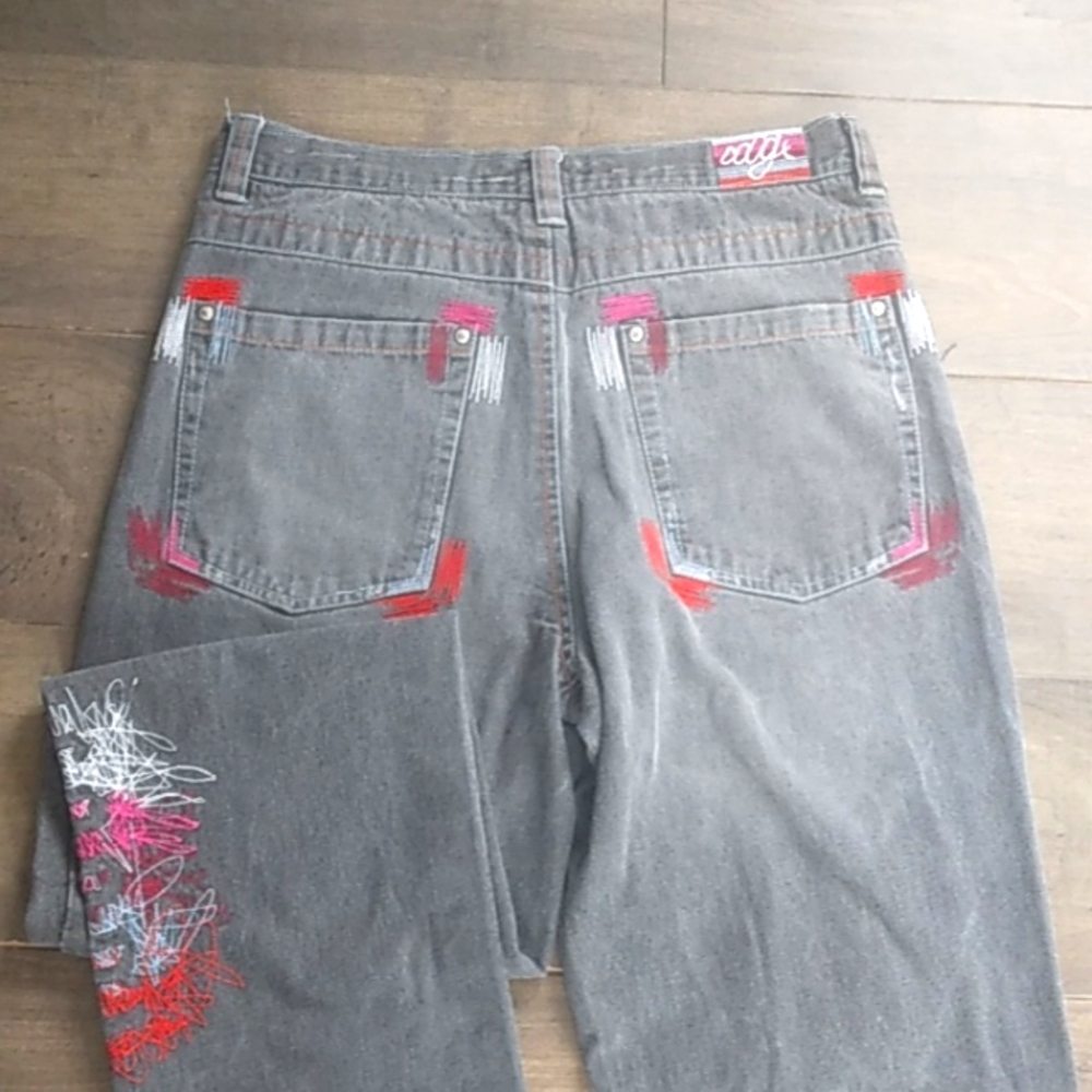COOGI AUSTRALIA EMBROIDERD STRAIGHT LEG GRAY JEANS MENS 36WX34L